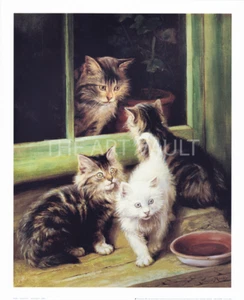 Cat Caught Out Fannie Moody Window Art Print 18x22 in - Picture 1 of 1