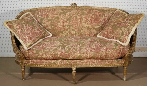French Louis XVI Gilded Settee Canape, Circa 1890 Cover