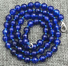 Long 18" 22"24" 6/8Mm Faceted Blue Sapphire Round Gemstone Necklace Aaa