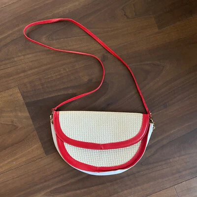 Vintage Amelia Berko White & Red Leather Crossbody Purse - Image 1 of 4