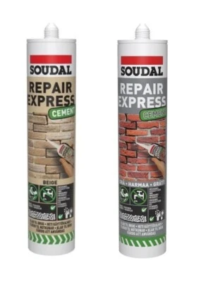 1/3/6x Soudal Repair Express Cement Gap Crack Mortar Filler Beige or Grey 300ml