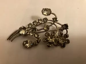 Broche en aerosol de flores de diamantes de imitación vintage Estate - Imagen 1 de 2