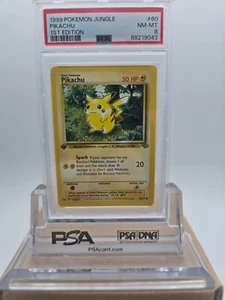 1999 Pokemon Pikachu Jungle Set 1st Edition Non-Holo 60/64 PSA 8 NM-MT - Picture 1 of 1