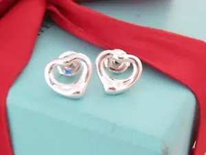 Tiffany & Co Silver 925 Peretti Open Heart Earrings - Picture 1 of 6