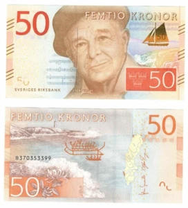 2015 Sweden 50 Kronor Banknote UNC P70 - Picture 1 of 1