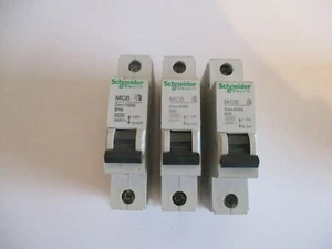 SCHNEIDER ELECTRIC DOM RANGE B6 B10 B16 B20 B32 B40 B50 6KA SINGLE POLE MCB'S - Picture 1 of 1