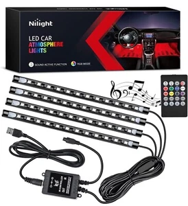 RGB LED Lights Wireless Under Dash Car Interior Atmosphere Strip Neon Light Kit - Picture 1 of 8