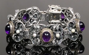 Hausragendes Armband zur Tracht Amethyst Perlen 925 Silber Trachtenarmband - Bild 1 von 10