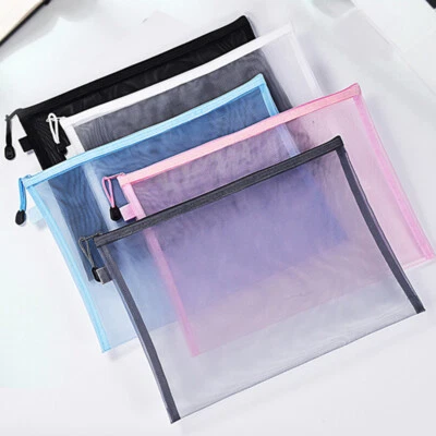 A4 Transparent File Pocket Storage Bag Convenient Zipper School Supplies - Image 1 of 4