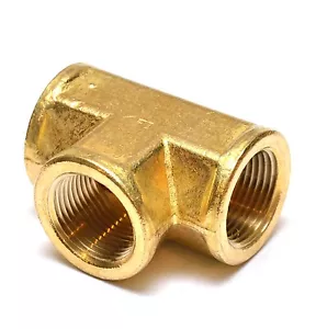 3/4 Npt Female Pipe T Tee 3 Way Brass Fitting Fuel Vacuum Air Water Oil Gas - Picture 1 of 8
