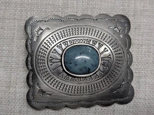 vintage NATIVE AMERICAN navajo indian style SOUTHWESTERN belt buckle TURQUOISE - Picture 1 of 5