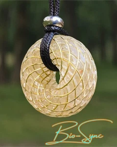 Phi Torus "Solar Aura" Vortex Energy Coil Pendant Phenacite Calcite Beta Quartz - Picture 1 of 2