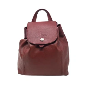 Zaino Longchamp Le Pliage Cuir Mini XS rosso laccato pelle bordeaux - Foto 1 di 15