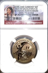 2015 W Sacagawea Dollar NGC SP 70 Enhanced Finish ~ Mohawk Ironworkers ~ - Picture 1 of 3