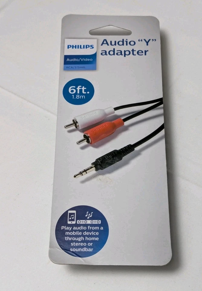 Cable de audio adaptador en Y Philips 6'. 3,5 mm - rojo/blanco Foto 1 de 1