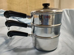 Revere Ware Fondo de Disco 2Qt Cacerola Deluxe Doble Caldera Vaporera Tapa Clinton IL - Imagen 1 de 17