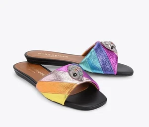 Kurt Geiger London KENSINGTON FLAT SANDAL Leather EU 37 US 7 Metallic Rainbow - Bild 1 von 17