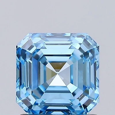 Asscher 1.20 Carat Fancy Vivid  Blue HPHT VS1 IGI Loose Lab Grown Diamond - Image 1 of 3