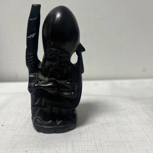 "Antigua estatuilla de anciano tallada en madera de colección de 5"" de alto" - Imagen 1 de 8