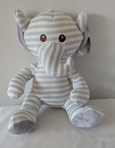 Goffa Strick 12 Zoll Elefant grau weiß gestreift Stofftier Spielzeug - Bild 1 von 8