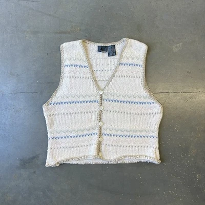 Chaleco Suéter Floral Tejido Isla Justa LizWear De Colección Talla Mediana Geométrico (mancha) Foto 1 de 4