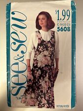 See&Sew 5608 Pattern Size 18 20 22 Misses Drop Waist Jumper and Top Shirt Uncut