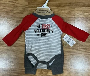 Baby Boy MY FIRST VALENTINE’S DAY 4-Piece Outfit Size 3 Months Hat Socks NWT - Picture 1 of 10