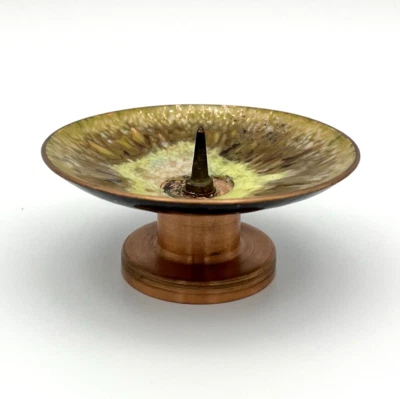 Vintage Kerzenleuchter Mid Century Emaille Kupfer Kerzenhalter Ständer RAR #2536 - Bild 1 von 4