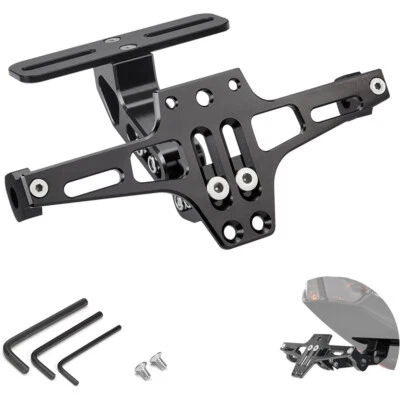 Universal Motorcycle License Plate Tail Tidy Frame Bracket Holder with LED Light - Image 1 of 4