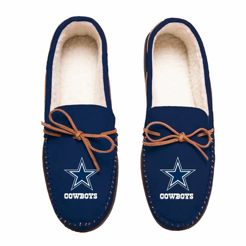 NFL Moccasin Slippers Dallas Cowboys Men's S/M/L/XL Sizes Sherpa Lined - Comfy Cover