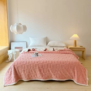 Soft Pink Blanket 150x200cm Throw Rug Plush Sherpa Cashmere Fleece Bedding Warm - Picture 1 of 7