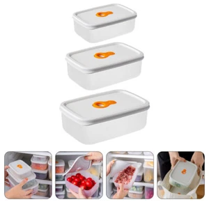 3 Pcs Crisper Set Refrigerator Containers Airtight Food Baby Storage - Picture 1 of 12