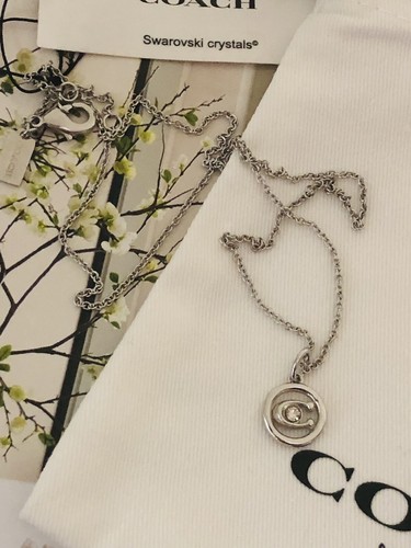 Collana Coach Cristallo Swarovski Firma C Charm Starter Catena Link Ciondolo 