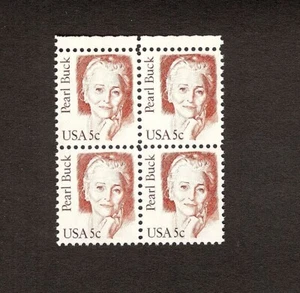 COMO NUEVO 1983 BLOQUE DE 4 SCOTT # 1848 PERLA BUCK 5c 5 centavos sin montar o nunca montado - Imagen 1 de 1