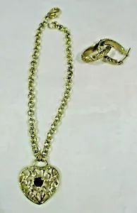 Costume Jewellery Bracelet and Earrings Gold Plated Pre-Loved. - Picture 1 of 5