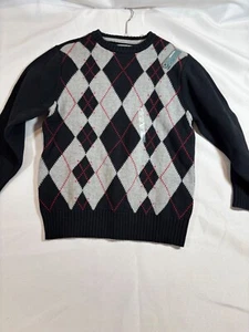 Old Navy Red And Black Argyle Sweater Boys girls sz M 8 NEW Preppy academia - Picture 1 of 9
