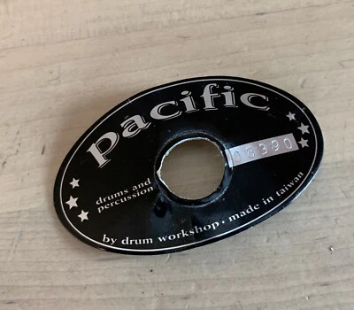 PACIFIC PDP 2000s Vtg Oval BADGE Drum Logo Plate Emblem Escucheon Part Black - Image 1 of 3
