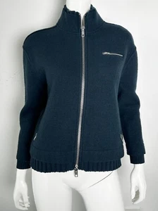 Line Wool Zip Up Jacket High Collar Teal Blue Size XS - Picture 1 of 4