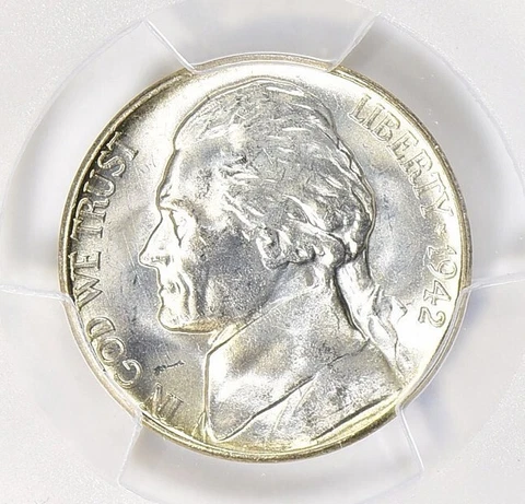 1942-S PCGS MS64 Struck Thru Error Silver War Nickel Neat Mint Error Cover