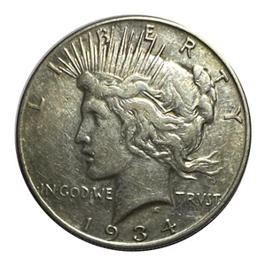 1934-S U.S. 90% Silver Peace Dollar - KEY DATE - Loads of Luster - Picture 1 of 5