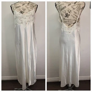 Maxi Vestido Sin Mangas Vintage Victoria’s Secret L Borde de Encaje Nupcial Despedida de Soltera Satén - Imagen 1 de 9