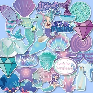 5 - 30 Fun Kids Cartoon Mermaid Stickers Childrens Bedroom Wall Cute Sticker UK - Picture 1 of 12