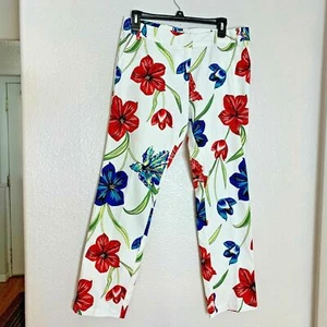 Monroe & Main Womens Sz 8 Print Pants Floral Red White Blue Style 917625 - Picture 1 of 4