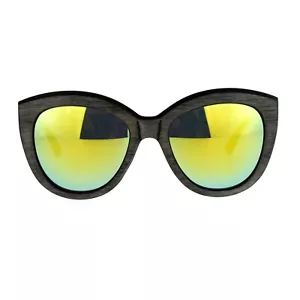 Women's Oversized Fashion Sunglasses Matted Faded Wood Print Frames UV400 Gray - Picture 1 of 4