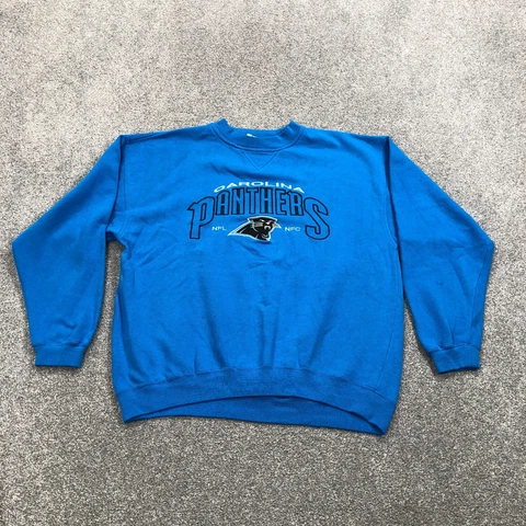 Vintage Carolina Panthers Sweatshirt Men Large Blue Pullover Sweater Y2K Adult Cover