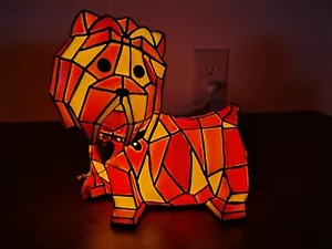 2009 BRADFORD EXCHANGE LOVE MY YORKIE FAUX STAINED GLASS LIGHT LAMP - Picture 1 of 9