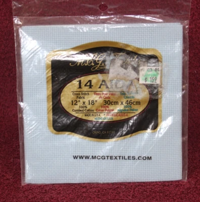 MCG Textiles Cross Stitch Fabric 12 x 18 - 14 ct Light Blue - Image 1 of 2