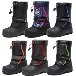 Boys Girls Unisex Snow Boots Toddlers Youth Insulated Warm Mid Calf Ski Boots - Picture 1 of 17