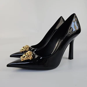Zapatos de salón Versace 105 mm La Medusa de cuero negro talla 39,5 EE. UU. 9,5 - Imagen 1 de 12
