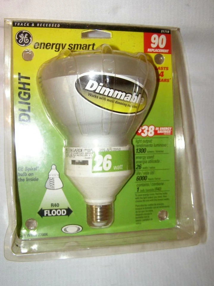 GE Energy Smart Fluorescent Flood Light Dimmable Indoor Outdoor 26 Watt R40 NEW - Image 1 of 1